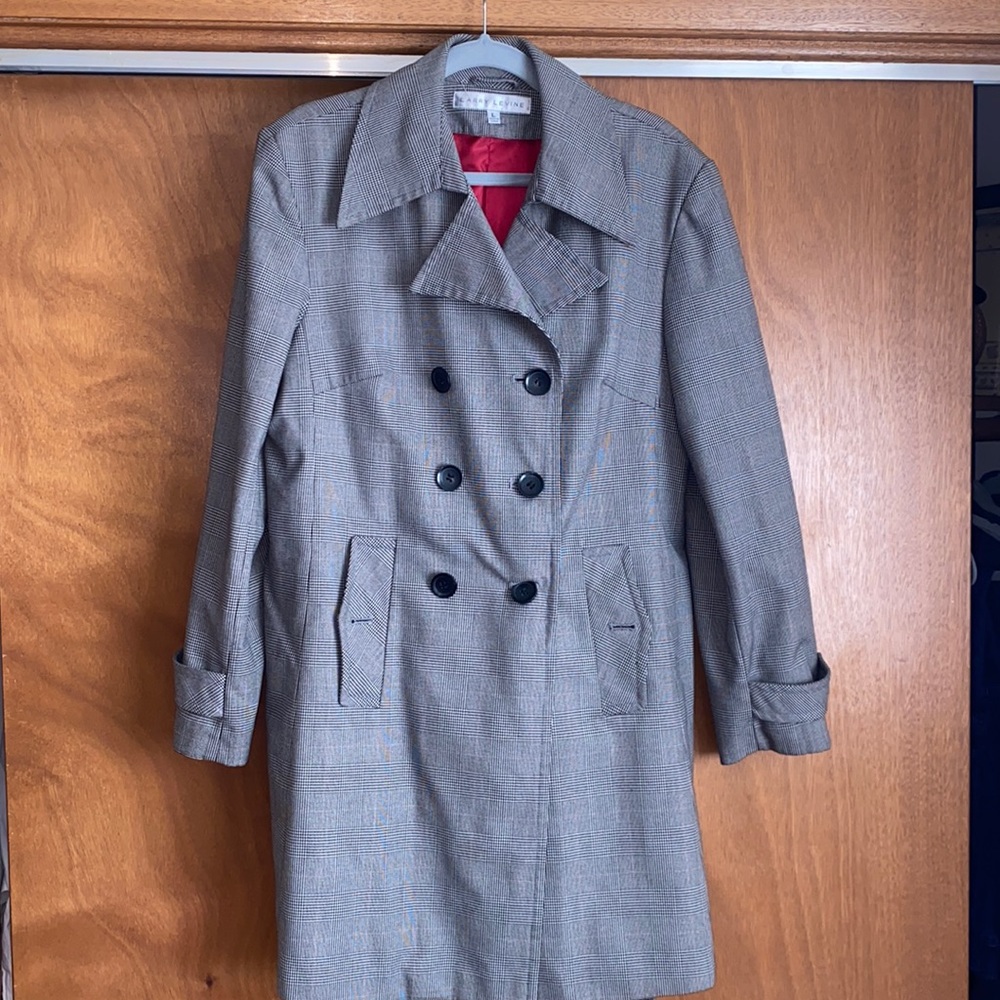 Larry Levine houndstooth plaid trench coat